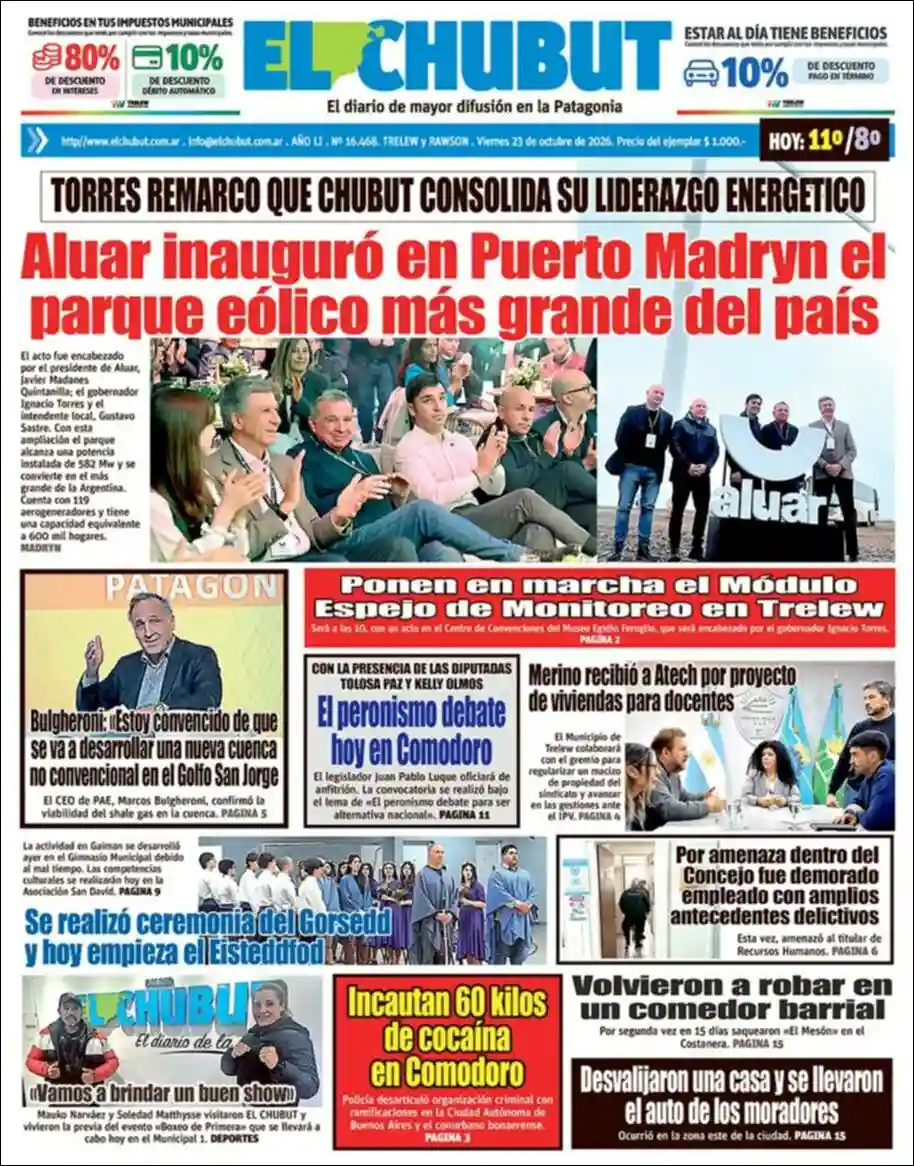 Estudios Max | Radio Nativa - Tapa del diario El Chubut